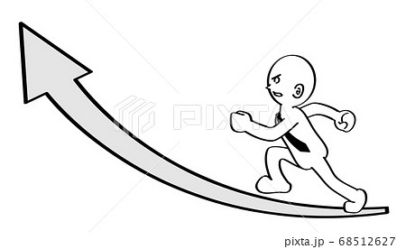 走るビジネスマン 上に向いている矢印 成長する人物 のイラスト素材