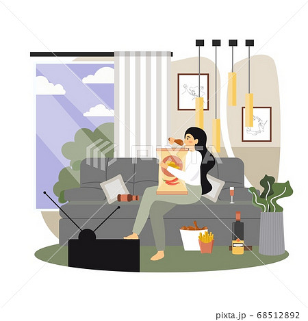 Unhealthy lifestyle, vector flat style design illustration Unhealthy lifestyle, vector flat style design illustration 68512892