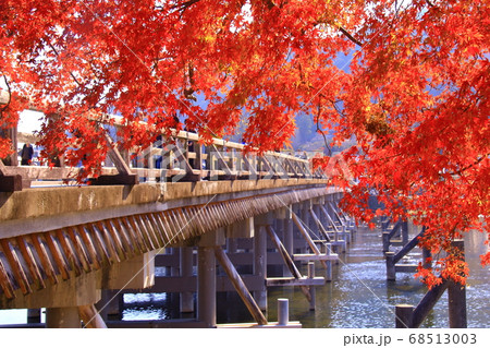 嵐山（京都市右京区）渡月橋周辺の紅葉 68513003