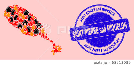 St Kitts Island Map Mosaic of Fire and Houses and Textured Saint Pierre and Miquelon Seal Stamp St Kitts Island Map Mosaic of Fire and Houses and Textured Saint Pierre and Miquelon Seal Stamp 68513089