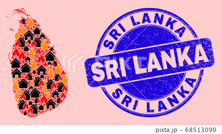 Sri Lanka Map Collage of Flame and Properties and Grunge Sri Lanka Stamp Sri Lanka Map Collage of Flame and Properties and Grunge Sri Lanka Stamp 68513090