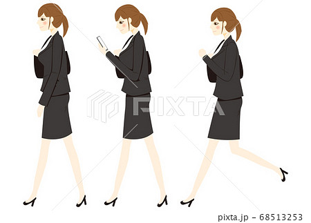 スーツで歩く女性のイラスト素材
