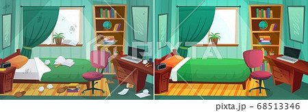 Room Before And After Cleaning Comparison Of のイラスト素材