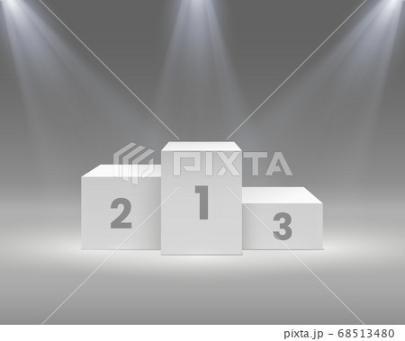 Winner podium. White pedestal with spotlights, empty stage for award ceremony winners, sport victory, realistic vector illustration 68513480