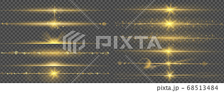 Warm glow light lines glare. Abstract bright gold flash with glowing line, ray shining border, flare light effect, luminous strip vector set Warm glow light lines glare. Abstract bright gold flash with glowing line, ray shining border, flare light effect, luminous strip vector set 68513484
