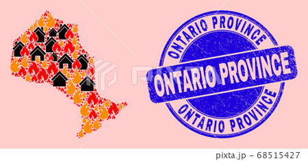 Ontario Province Map Mosaic of Fire and Realty and Grunge Ontario Province Seal 68515427