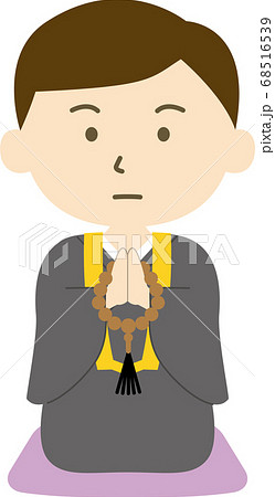 お坊さん 合掌 髪の毛 正座 真顔 お坊さん 合掌 髪の毛 正座 真顔 68516539