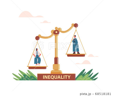 businessman and businesswoman on scales business corporate inequality concept 68518181