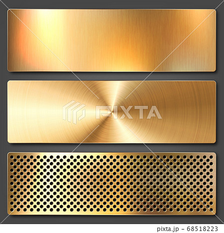 Realistic brushed metal textures set. Polished stainless steel background. Vector illustration. 68518223