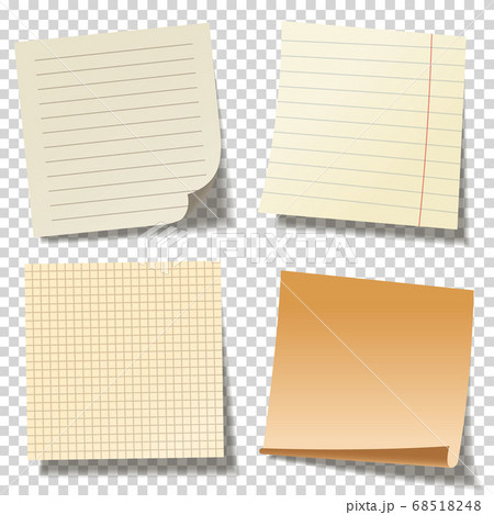 Realistic blank sticky notes. Colored sheets of note papers. Paper reminder. Vector illustration. 68518248