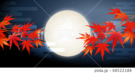 紅葉 もみじ 月 背景のイラスト素材