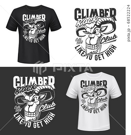 Mountain goat tshirt print or tattoo, vector ibex 68522224