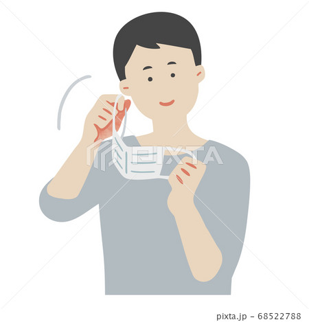 マスクを付けようと&外そうとする男性のイラスト 68522788