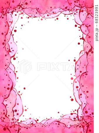 Abstract watercolor hand painting illustration. Bright pink wavy background.  68523991