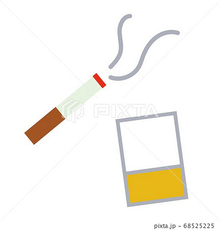 タバコとタバコの箱のイラスト素材