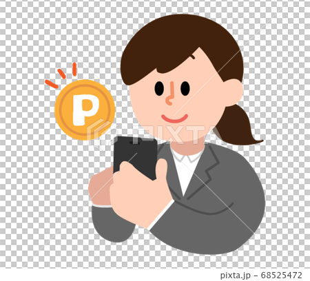 Suit women who collect points with a smartphone (simple) 68525472