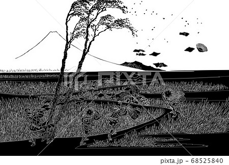 葛飾北斎イメージ駿州江尻線反転白バック 葛飾北斎イメージ駿州江尻線反転白バック 68525840
