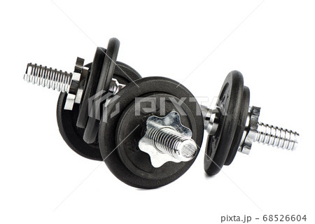 Two dumbbells collection isolated on white background. 68526604