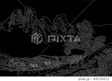 葛飾北斎イメージ身延川裏不二線反転 葛飾北斎イメージ身延川裏不二線反転 68526612