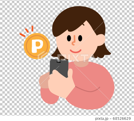 Woman paying by smartphone (simple color) 68526629