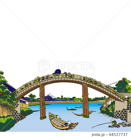 葛飾北斎イメージ深川万年橋下明るいバージョン正方形白バック 葛飾北斎イメージ深川万年橋下明るいバージョン正方形白バック 68527737