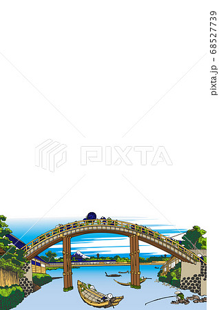 葛飾北斎イメージ深川万年橋下明るいバージョン縦白バック2 68527739