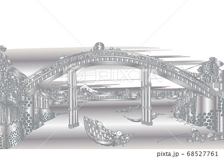 葛飾北斎イメージ深川万年橋下銀白バック2 葛飾北斎イメージ深川万年橋下銀白バック2 68527761