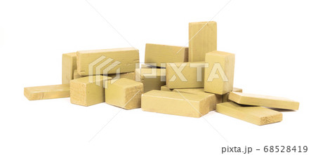 Vintage green building blocks isolated on white Vintage green building blocks isolated on white 68528419