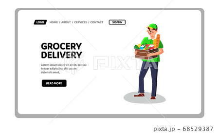 Grocery Delivery Service Food Online Order Vector Grocery Delivery Service Food Online Order Vector 68529387