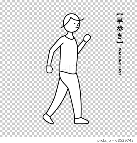 早歩き 男性 イラスト ピクトグラムのイラスト素材