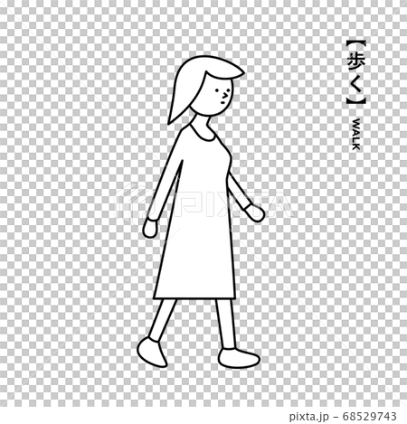 歩く 女性 イラスト ピクトグラムのイラスト素材