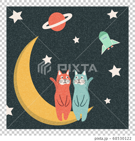 猫と月のイラスト素材