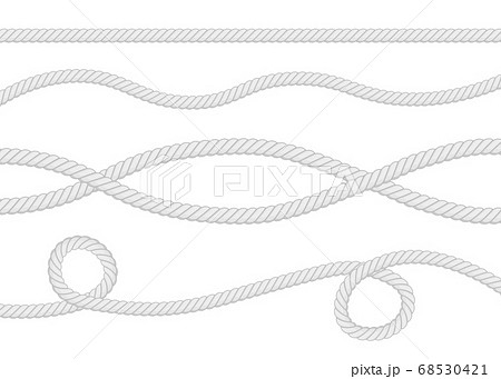 Set of different thickness ropes isolated on white. Vector illustration. Set of different thickness ropes isolated on white. Vector illustration. 68530421
