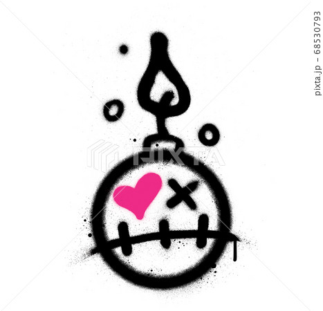 graffiti love bomb cartoon sprayed in black over 68530793