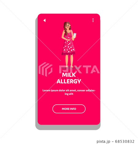Girl With Milk Allergy And Stomach Ache Vector 68530832