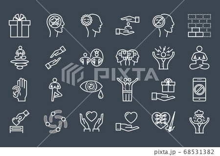 Conscious Living and Friends Relations Thin Line Related Icons Set Conscious Living and Friends Relations Thin Line Related Icons Set 68531382