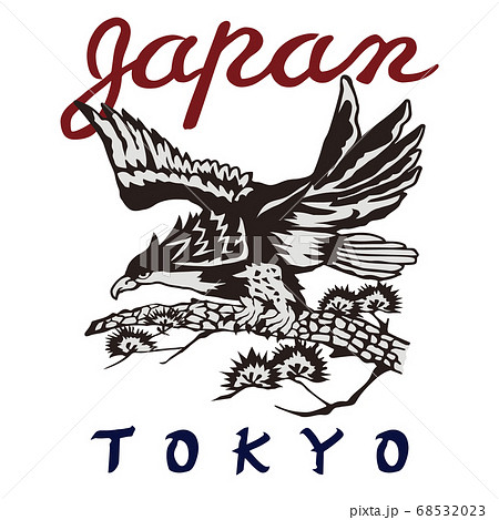Japan鷹tokyo スカジャン風の和柄デザインのイラスト素材
