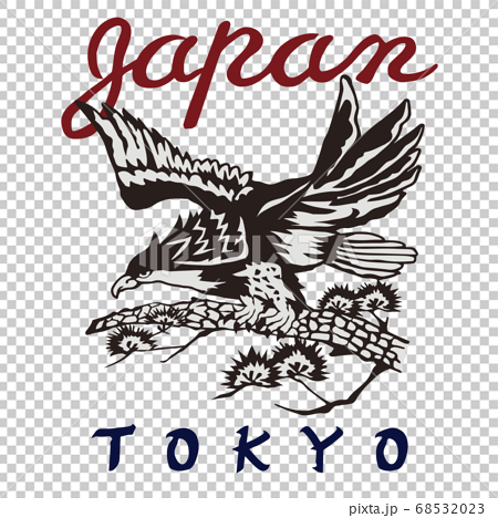 Japan鷹tokyo スカジャン風の和柄デザインのイラスト素材