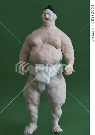 力士 相撲取り 相撲 褌 裸 工作 クラフト フィギュア 人形 粘土の写真素材