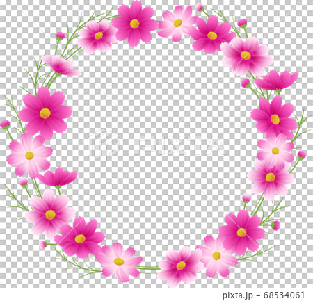 Pink gradient cosmos round frame, wreath,... - Stock Illustration