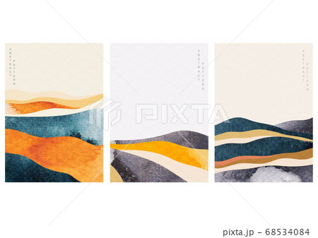 Abstract landscape background with Japanese wave 68534084