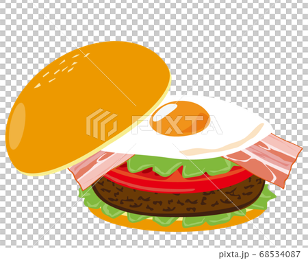 目玉焼きとビーフのハンバーガーのベクターイラスト 目玉焼きとビーフのハンバーガーのベクターイラスト 68534087