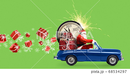 Santa Claus countdown on car Santa Claus countdown on car 68534297