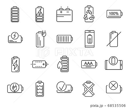Charge Battery Black Thin Line Icon Set. Vector Charge Battery Black Thin Line Icon Set. Vector 68535506