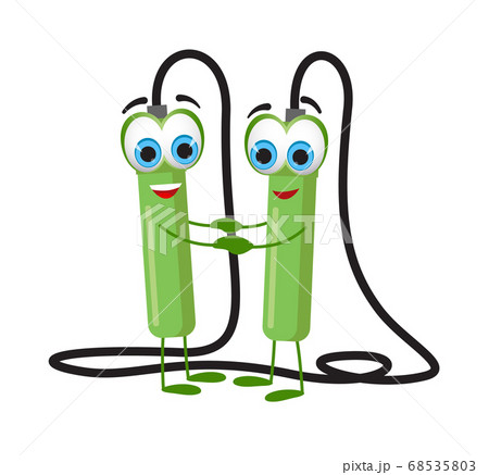 Funny jump rope on white background, fitness 68535803