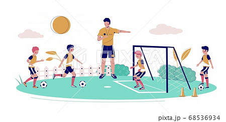 Kids soccer school vector flat style design illustration 68536934