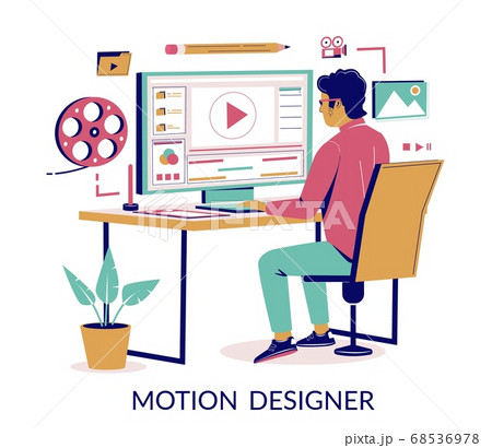 Motion designer vector concept for web banner, website page 68536978