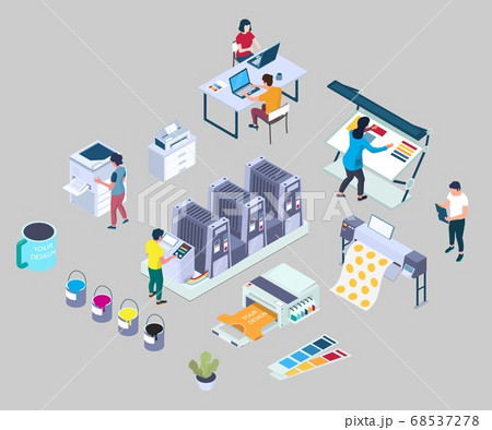 Printing services, vector flat 3d isometric illustration 68537278