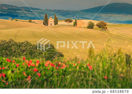 Majestic Vitaleta chapel near Pienza, Tuscany, Italy, Europe Majestic Vitaleta chapel near Pienza, Tuscany, Italy, Europe 68538679