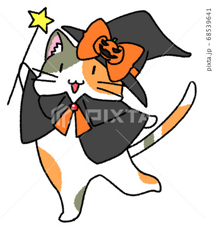 ハロウィンの仮装をした三毛猫のイラスト素材 ハロウィンの仮装をした三毛猫のイラスト素材